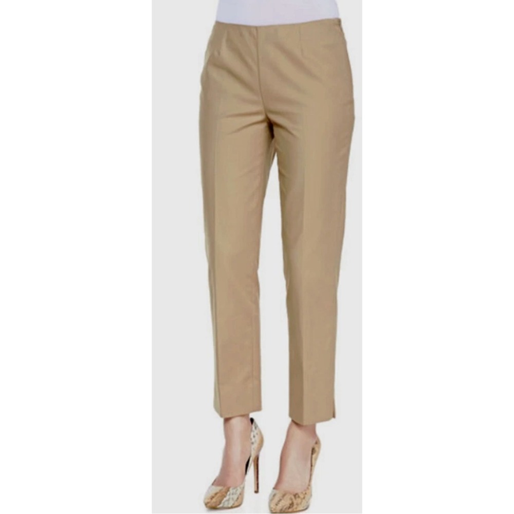 Lafayette 148 NY Bleecker Cropped Pants Chai Sz 4 Tan Stretch NWT $278 Office